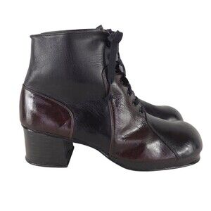 Vintage Po Shing Leather Lace Up Boots US 8.5 EU 39 Womens Black $245